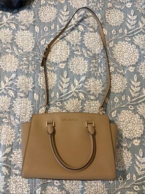 Michael Kors Beige/Tan Saffiano Satchel with Shoulder Strap